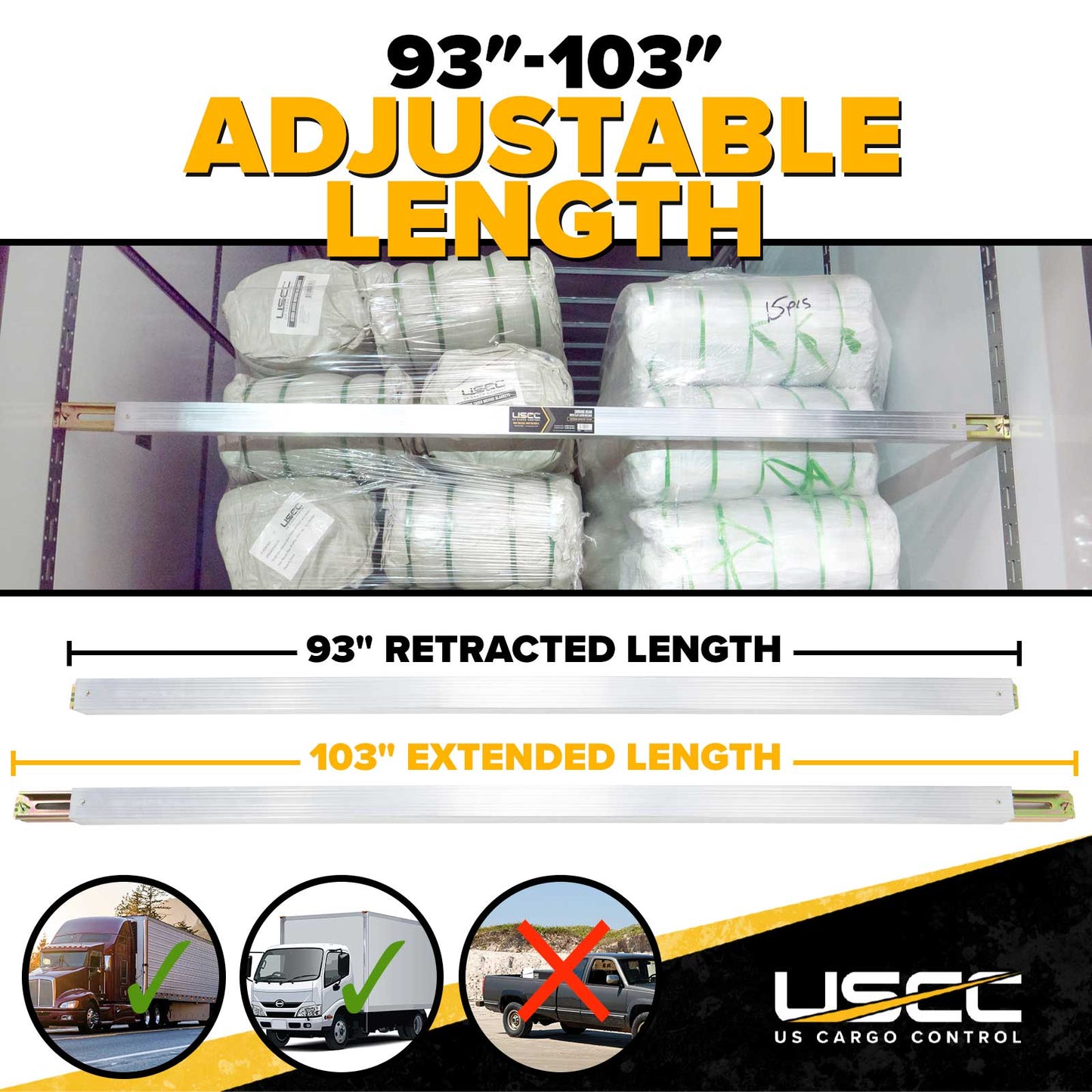 Adjustable length cargo bar