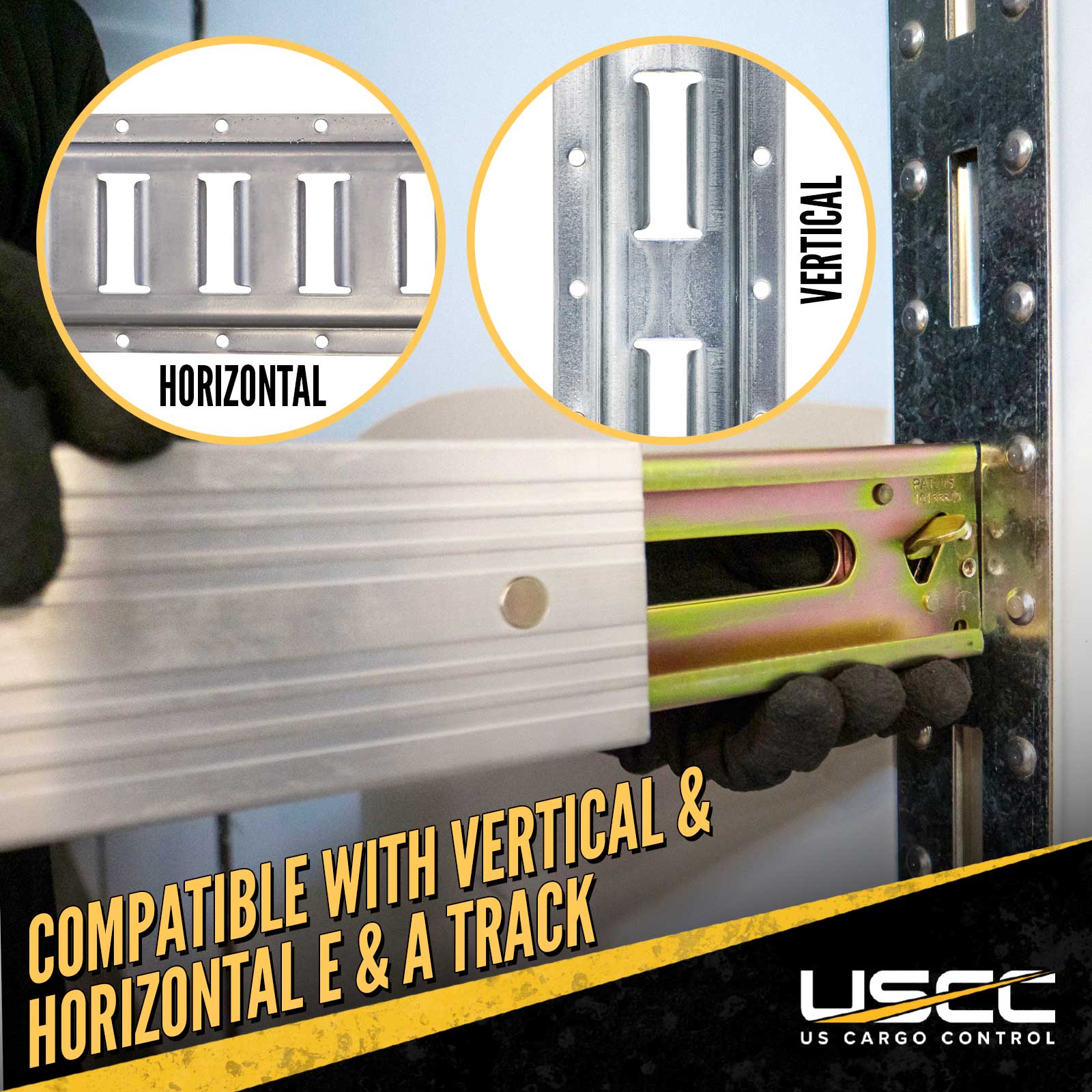 Compatible with horizontal and vertical E-track