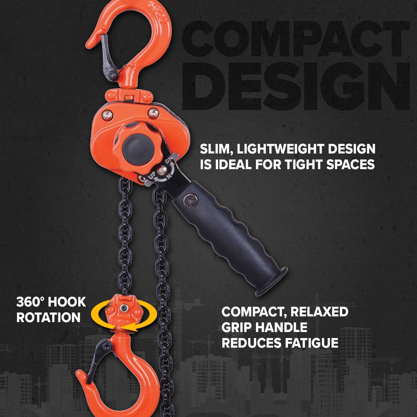 atlas compact lever chain hoists are slim and lightweight