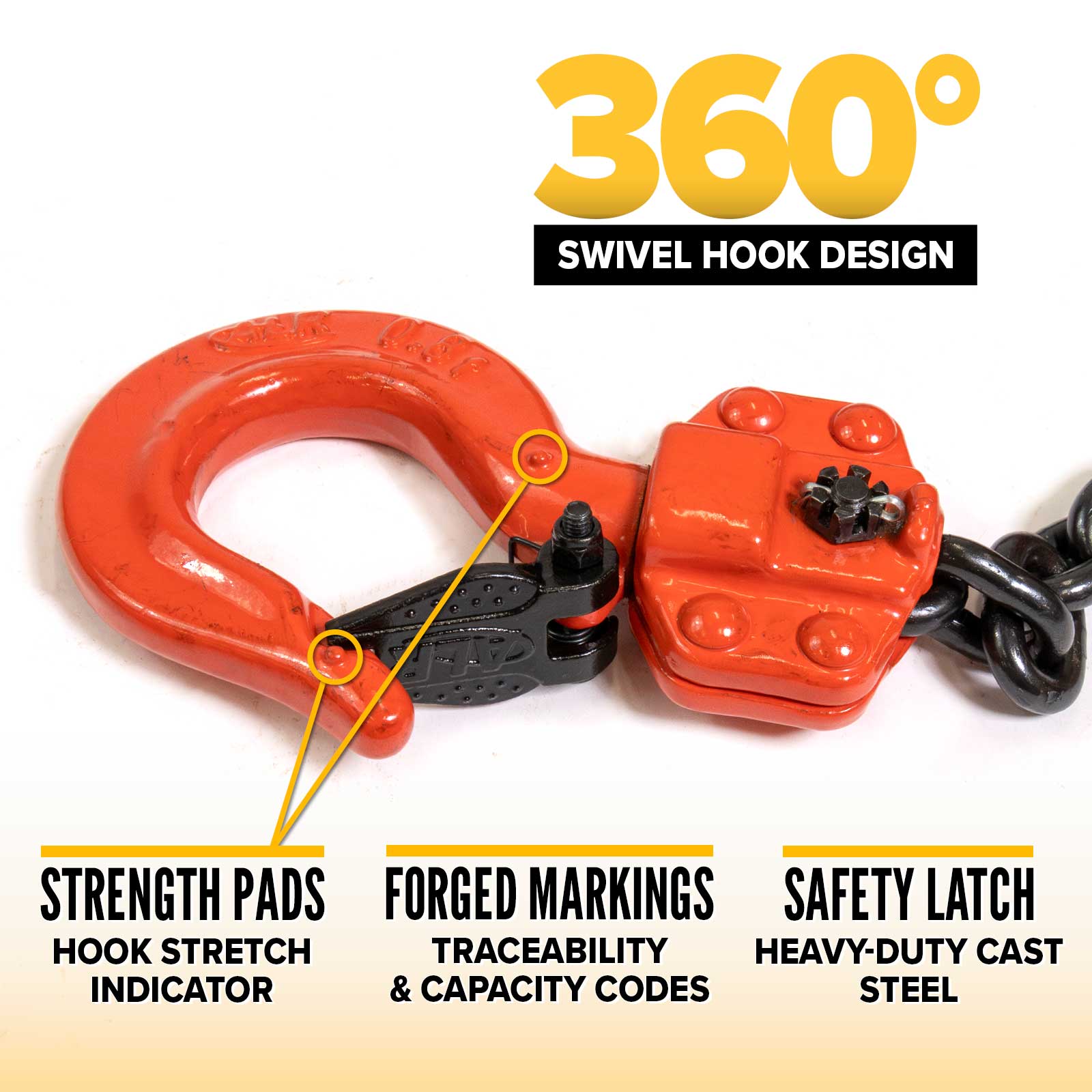safety latch hooks are marked with capacity