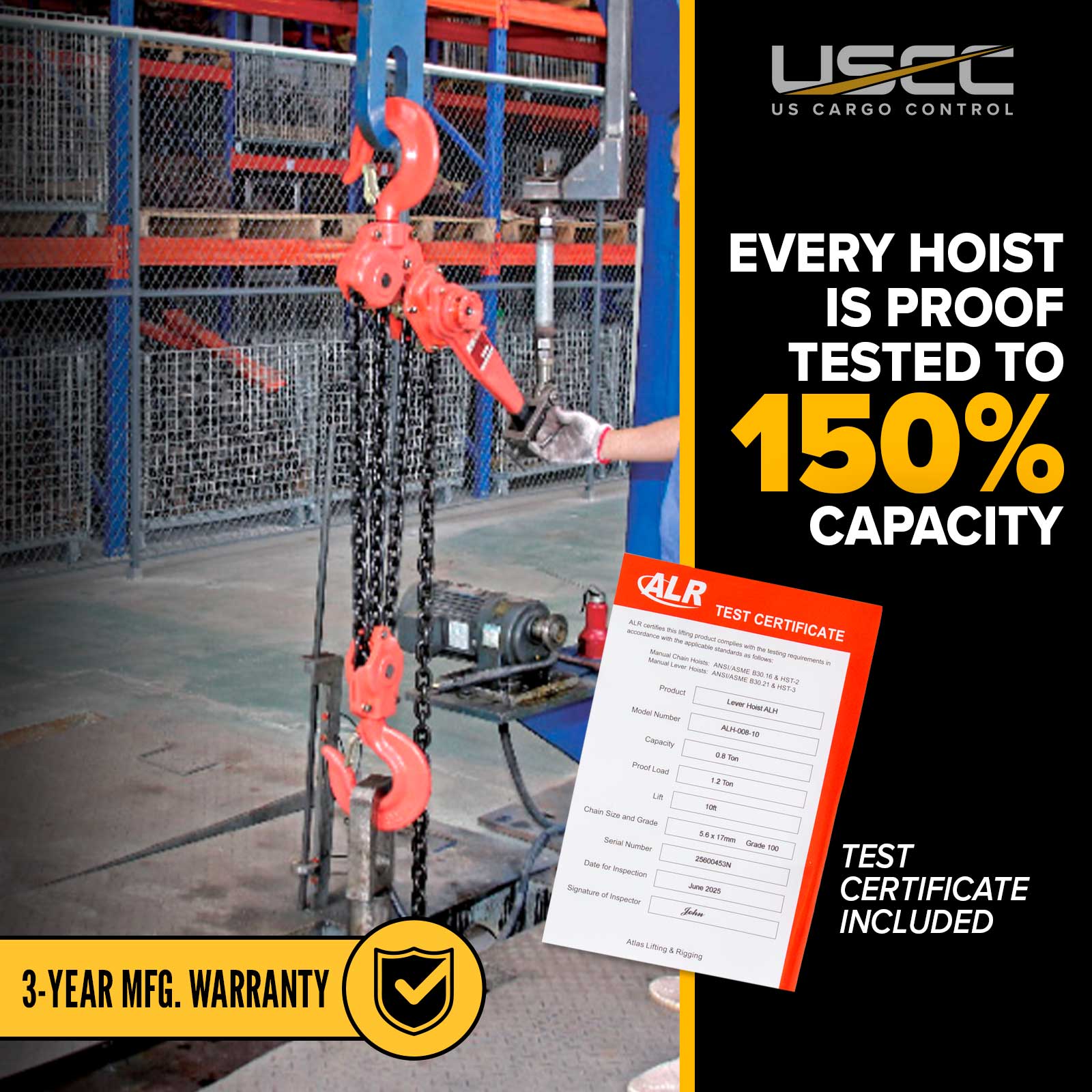 Atlas Hand Chain Hoist | 1 Ton x 10' Lift