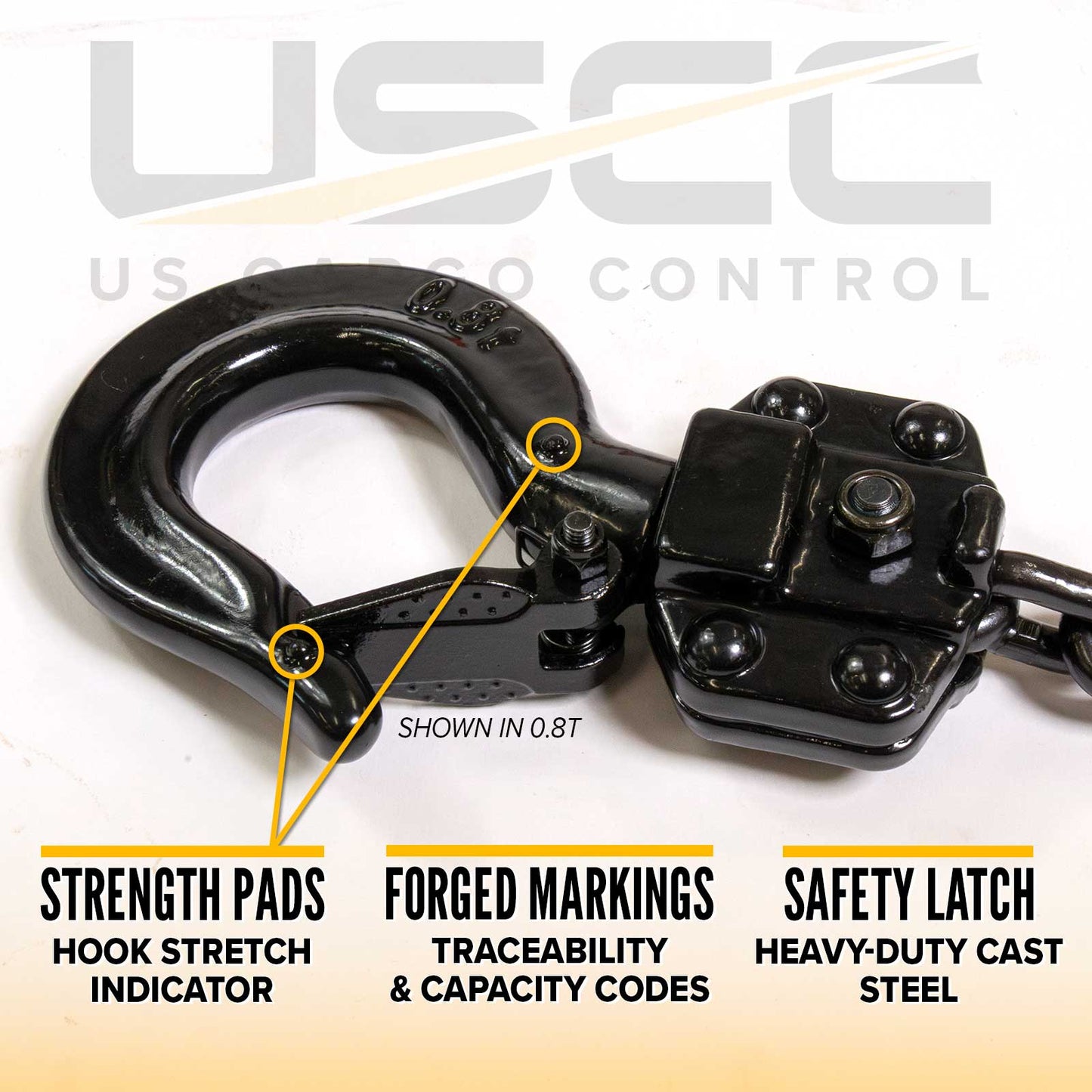 safety latch hooks are marked with capacity