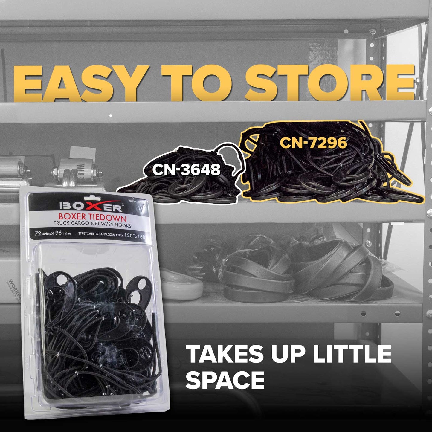 72" x 96" Bungee Cargo Net with 32 Adjustable Plastic Hooks