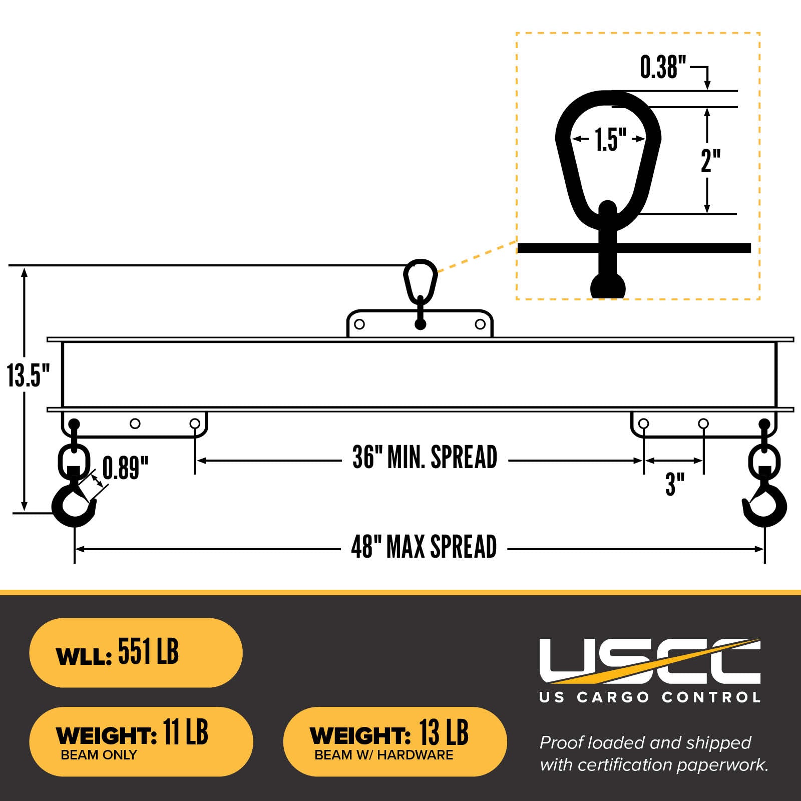 dura-lite 416-144 adjustable lifting beam specs