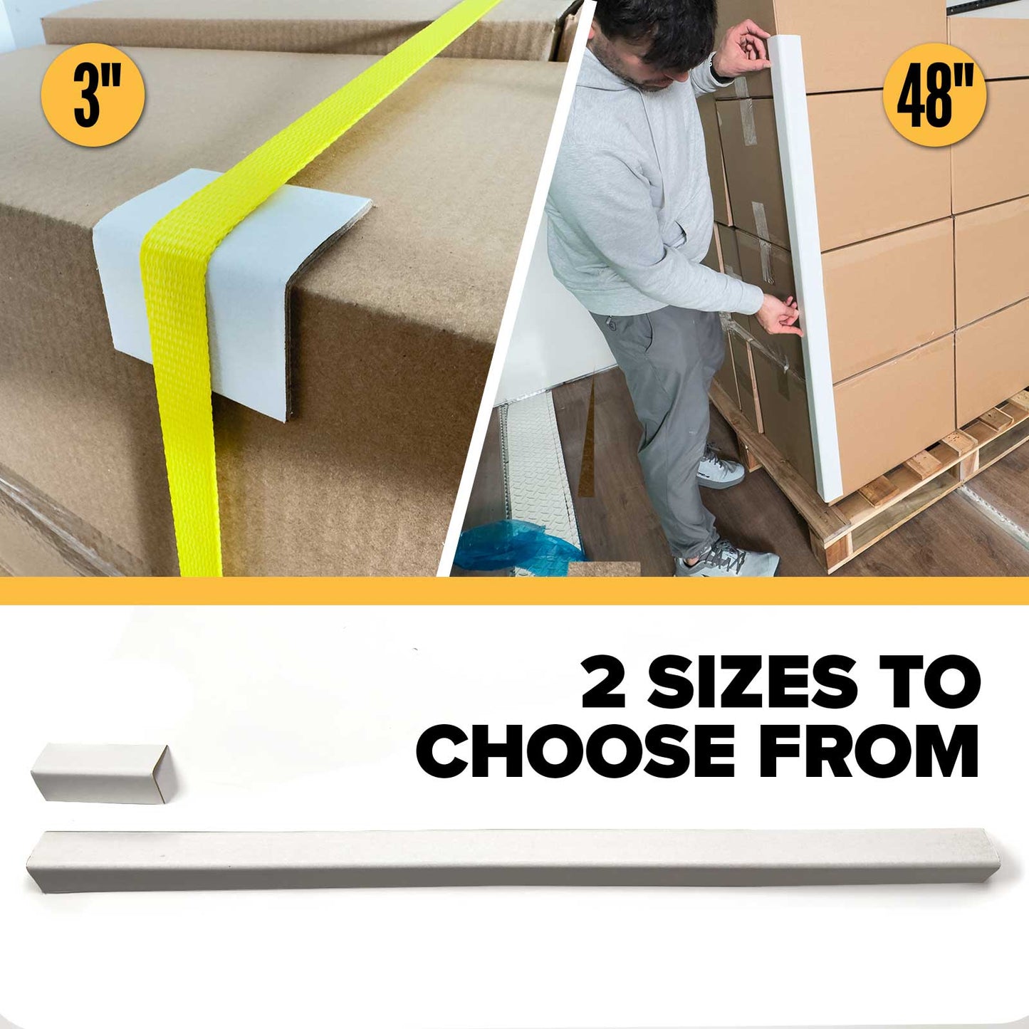 Medium-Duty Cardboard Edge Protectors | .160" Thick, 2" x 2" x 48", 2,418-Pack (Pallet)