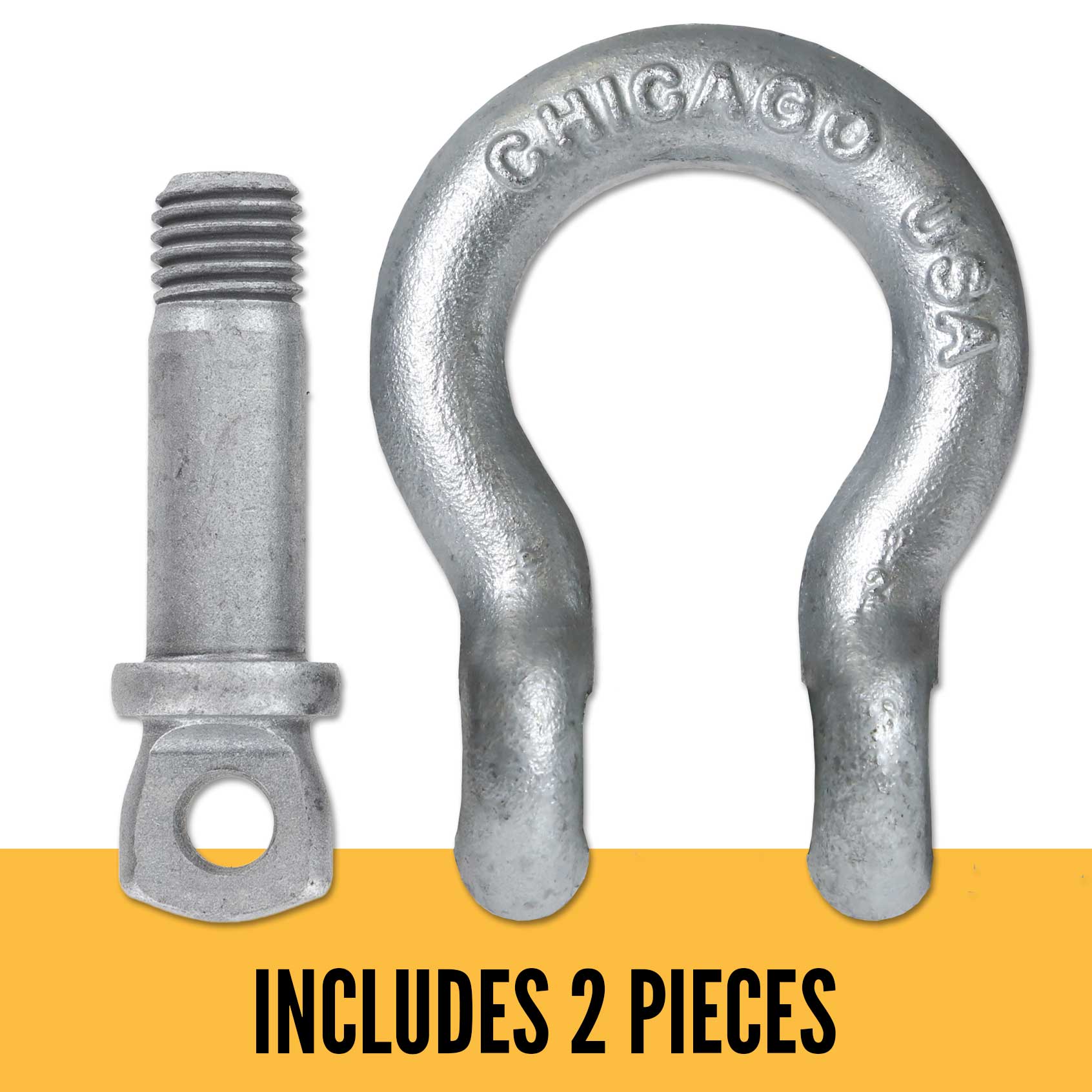 Screw Pin Anchor Shackle - Chicago Hardware - 1-3/8" Galvanized Steel - 13.5 Ton parts of a shackle