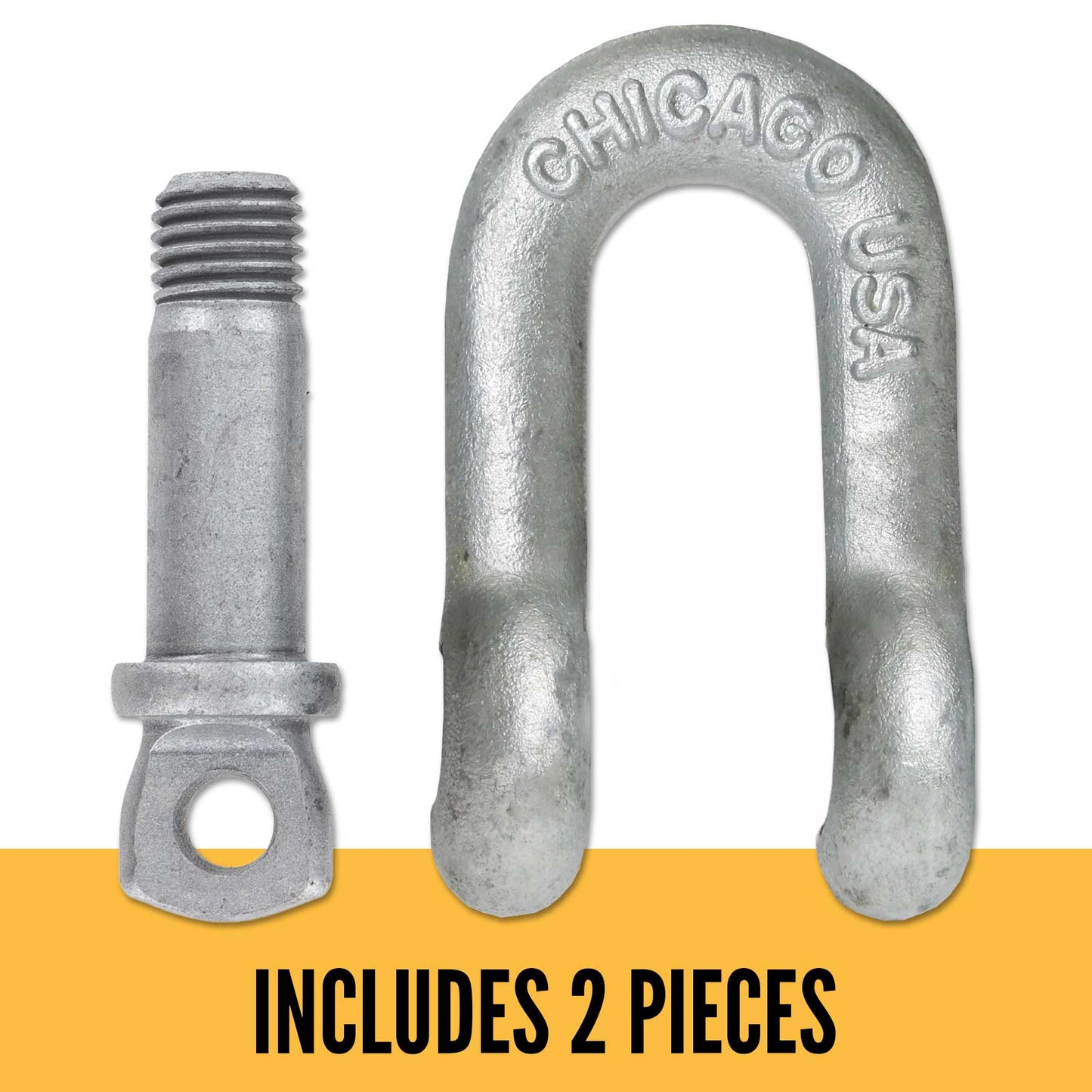 Screw Pin Chain Shackle - Chicago Hardware - 1/4" Galvanized Steel - .5 Ton parts of a shackle