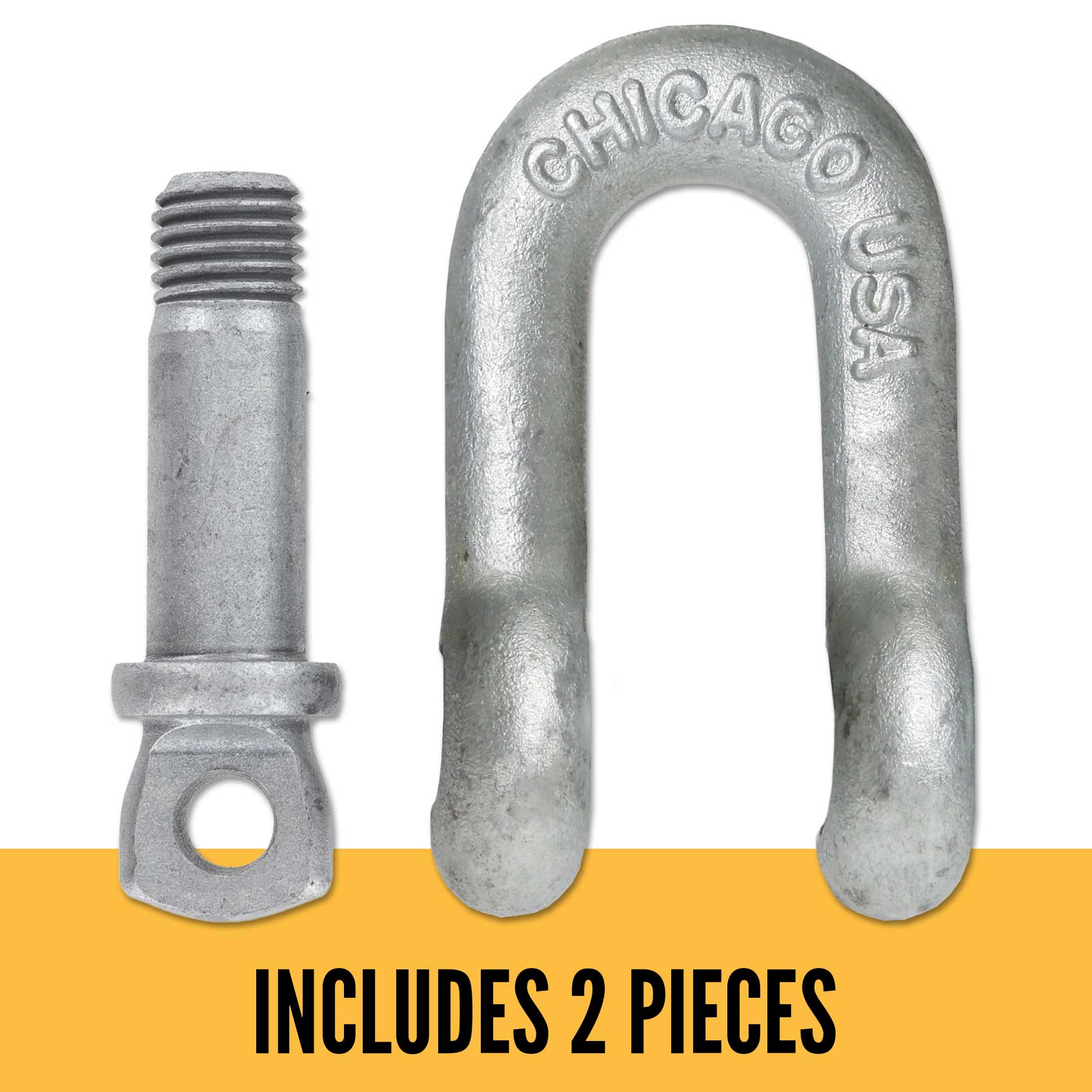 Screw Pin Chain Shackle - Chicago Hardware - 1/4" Galvanized Steel - .5 Ton parts of a shackle