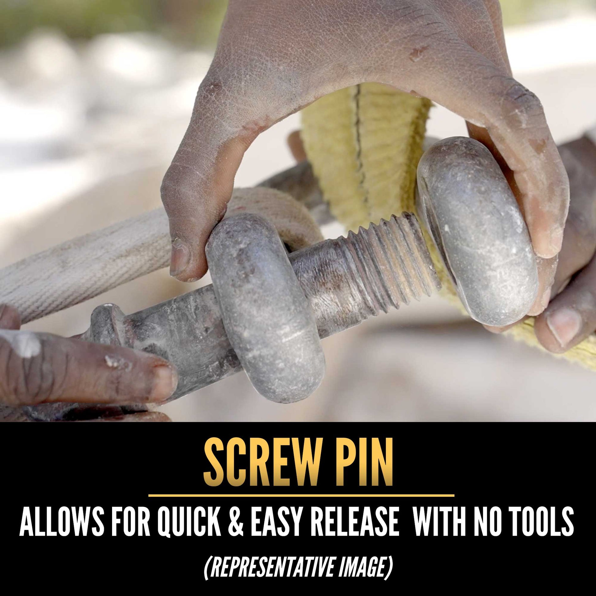 Screw Pin Chain Shackle - Chicago Hardware - 1/4" Galvanized Steel - .5 Ton no tools required for easy release