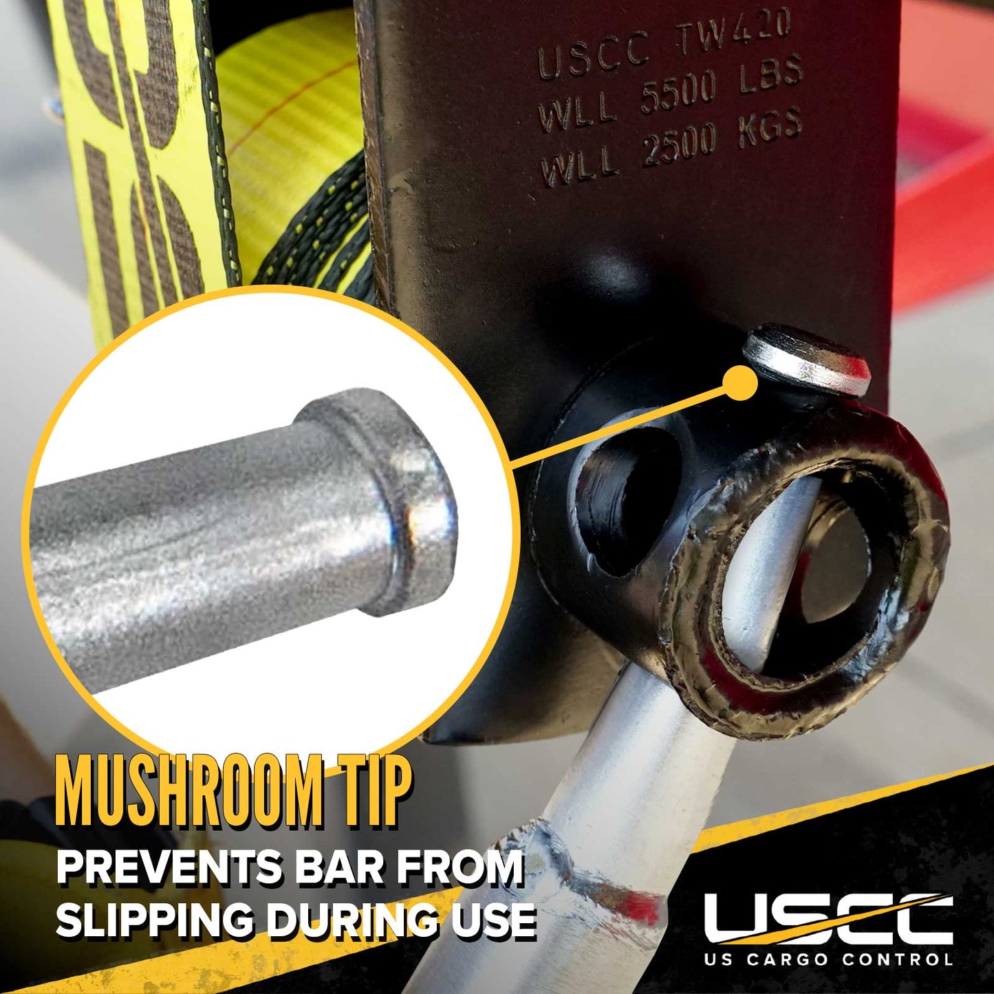 Combination Winch Bar with Square Head - Chrome Finish