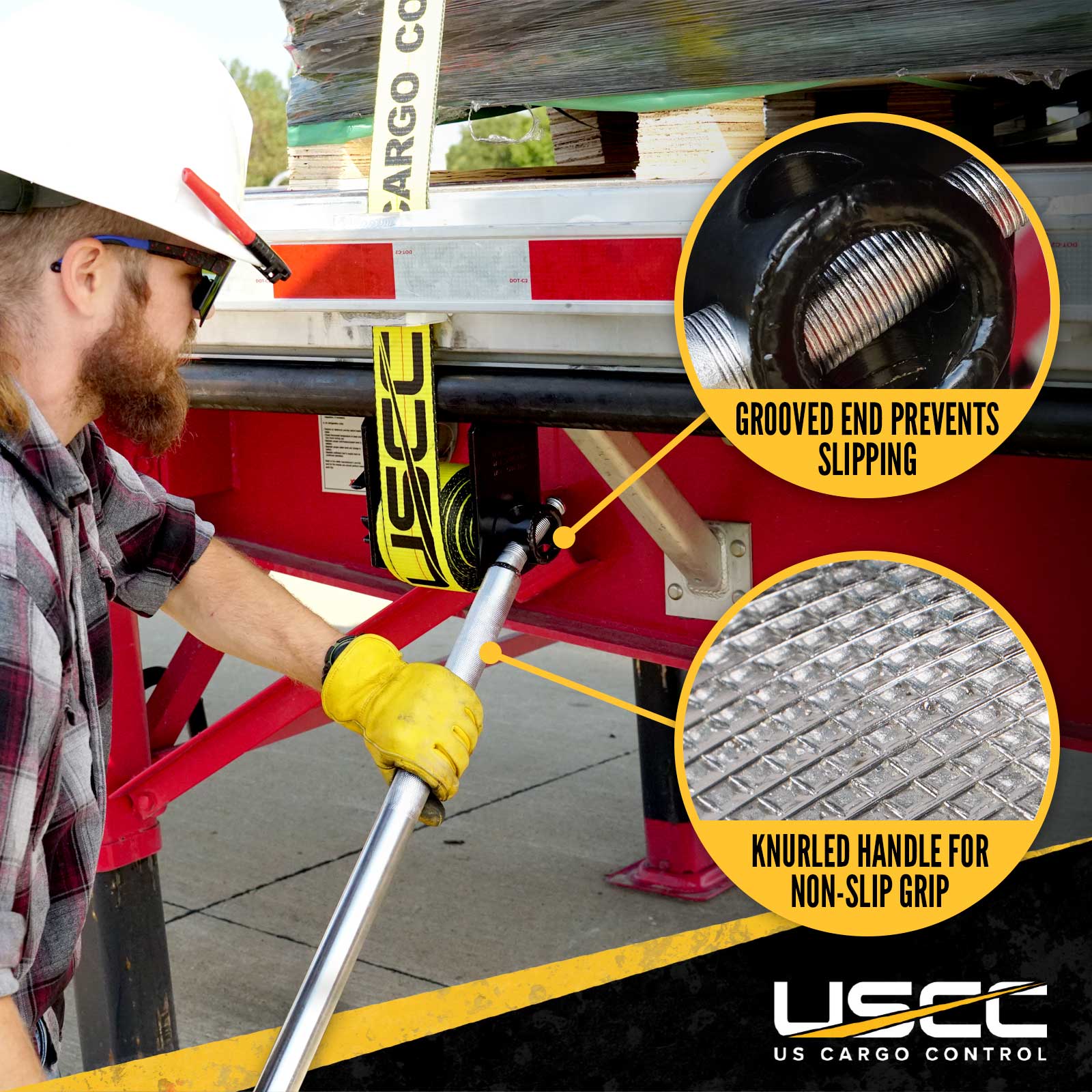 Combination Winch Bar with Square Head - Chrome Finish