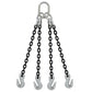 3/4" x 6' - Domestic 4 Leg Chain Sling with Crosby Grab Hooks - Grade 100