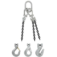 9/32" x 5' - Domestic Adjustable 3 Leg Chain Sling with Crosby Grab Hooks - Grade 100