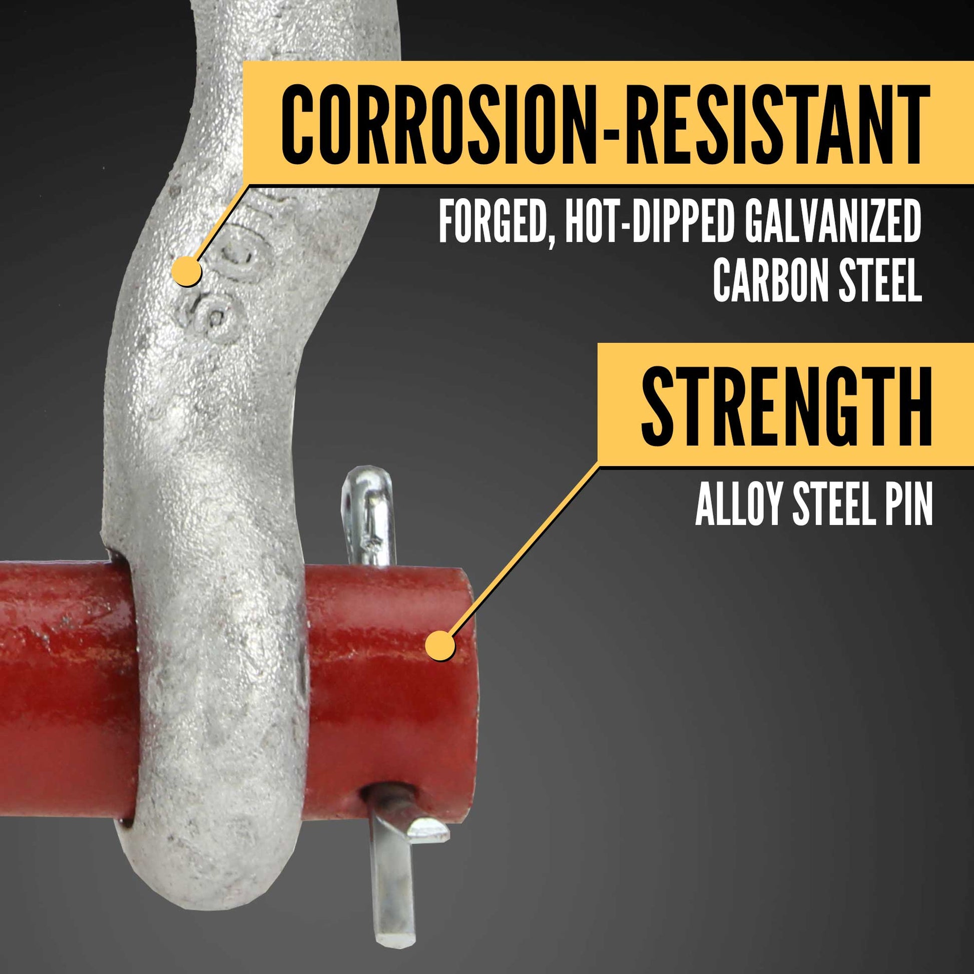 1/4" Crosby® Round Pin Anchor Shackle | G-213 - 0.5 Ton shackle construction