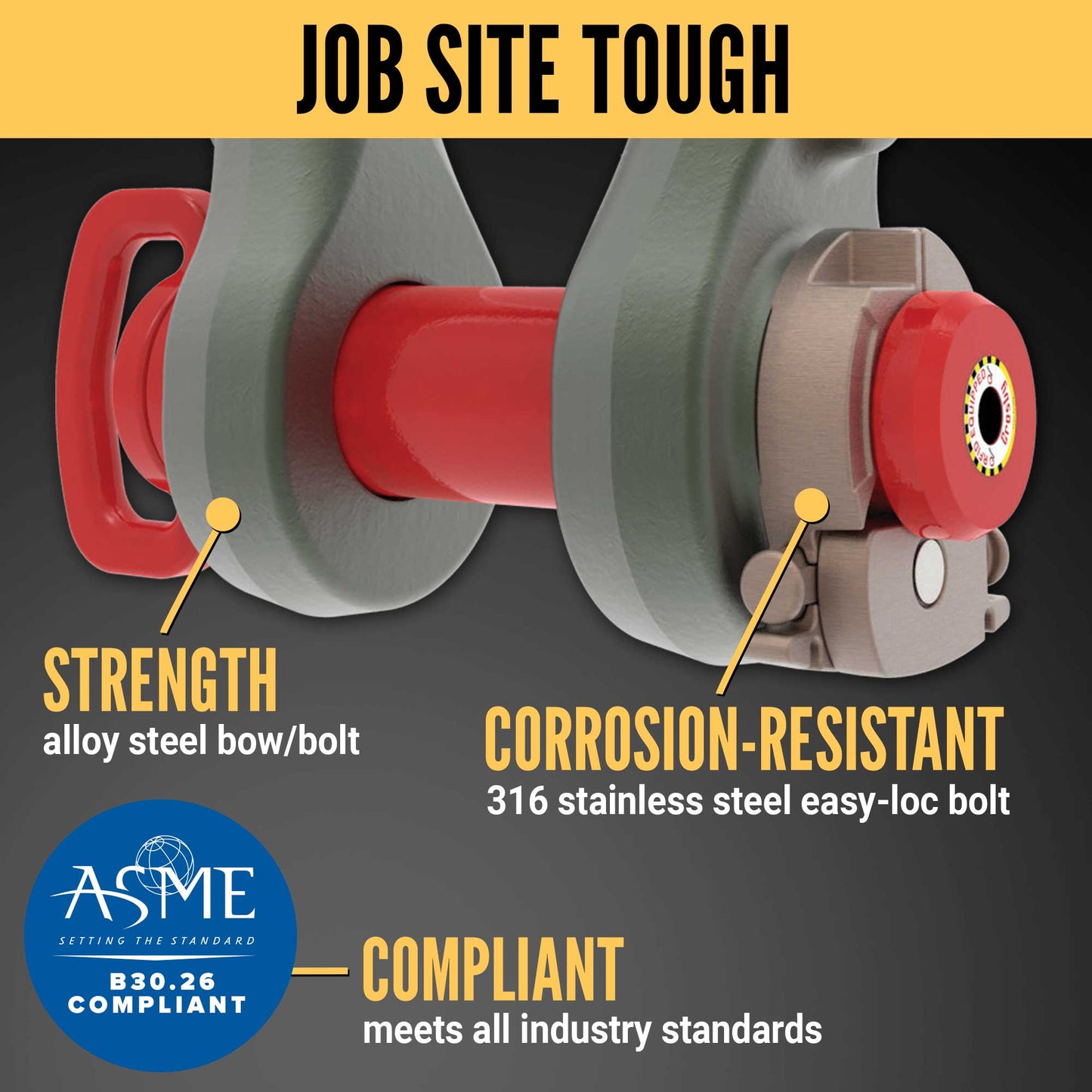4-3/4" Crosby® Easy-Loc Bolt Type Anchor Shackle | G-2140E - 200 Ton shackle construction