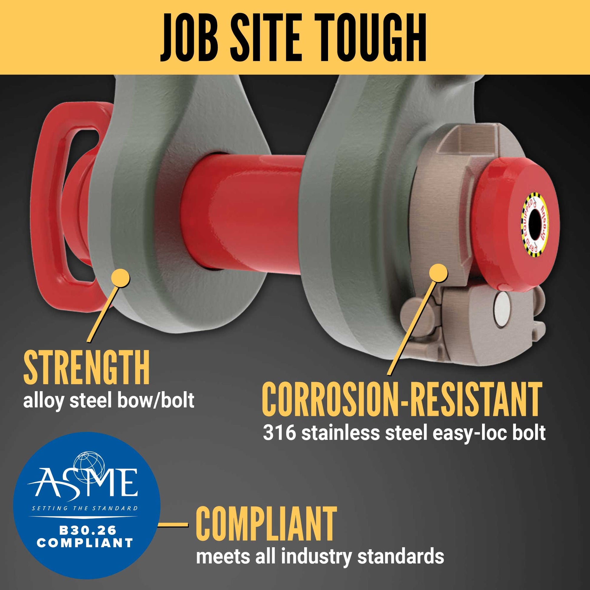 4-3/4" Crosby® Easy-Loc Bolt Type Anchor Shackle | G-2140E - 200 Ton shackle construction