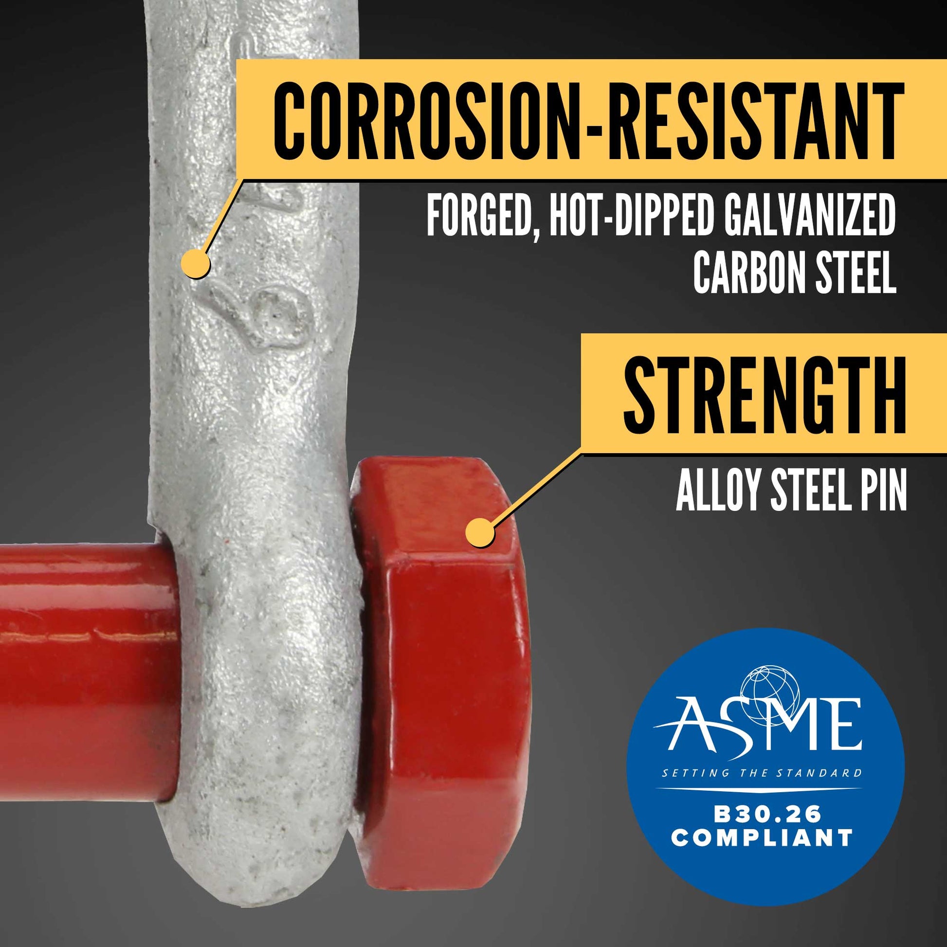 3" Crosby® Bolt Type Chain Shackle | G-2161 - 85 Ton shackle construction