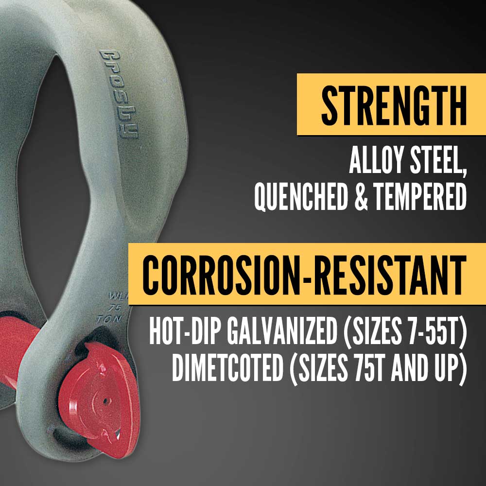  Crosby® Bolt Type Wide Body Shackle | G-2160 - 1,250 Ton shackle construction