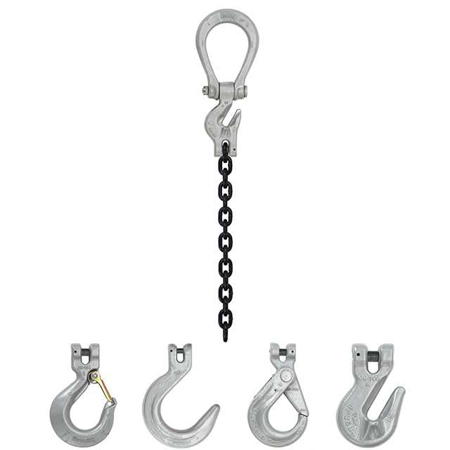 3/8" x 5' - Domestic Adjustable Single Leg Chain Sling with Crosby Foundry Hook - Grade 100
