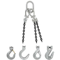 3/8" x 5' - Domestic Adjustable 3 Leg Chain Sling with Crosby Foundry Hooks - Grade 100