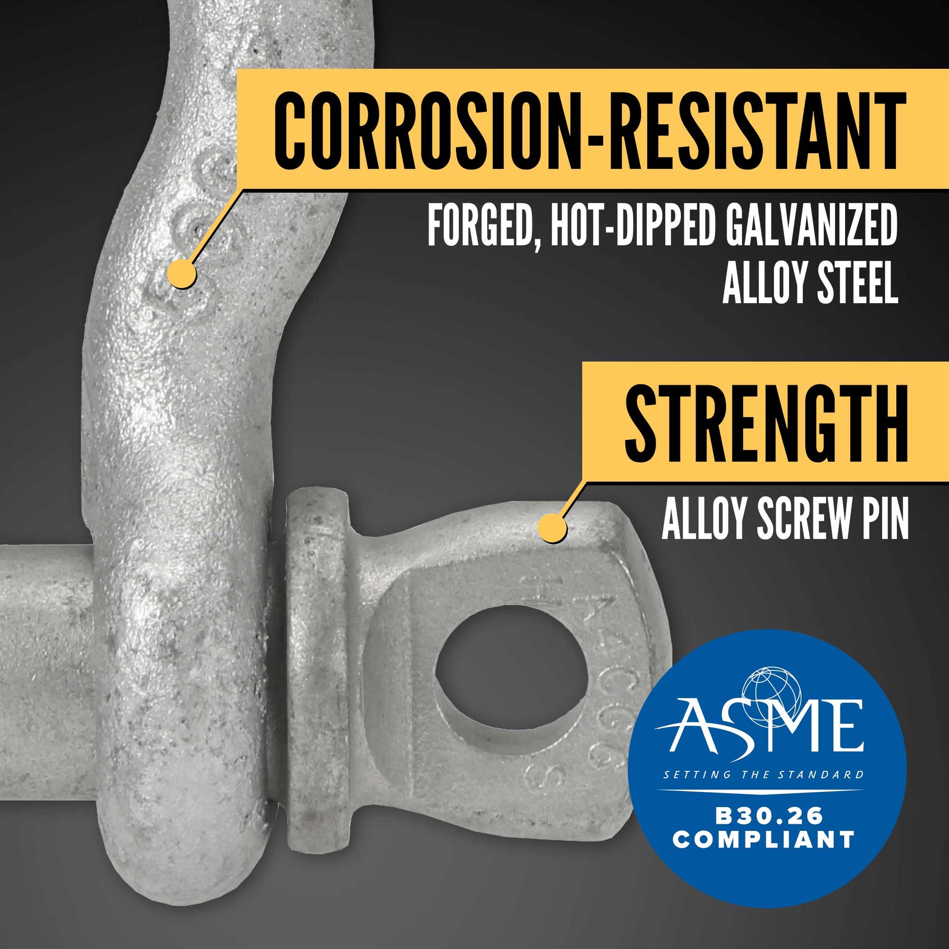 3/4" Crosby® Alloy Screw Pin Anchor Shackle | G-209A - 7 Ton shackle construction