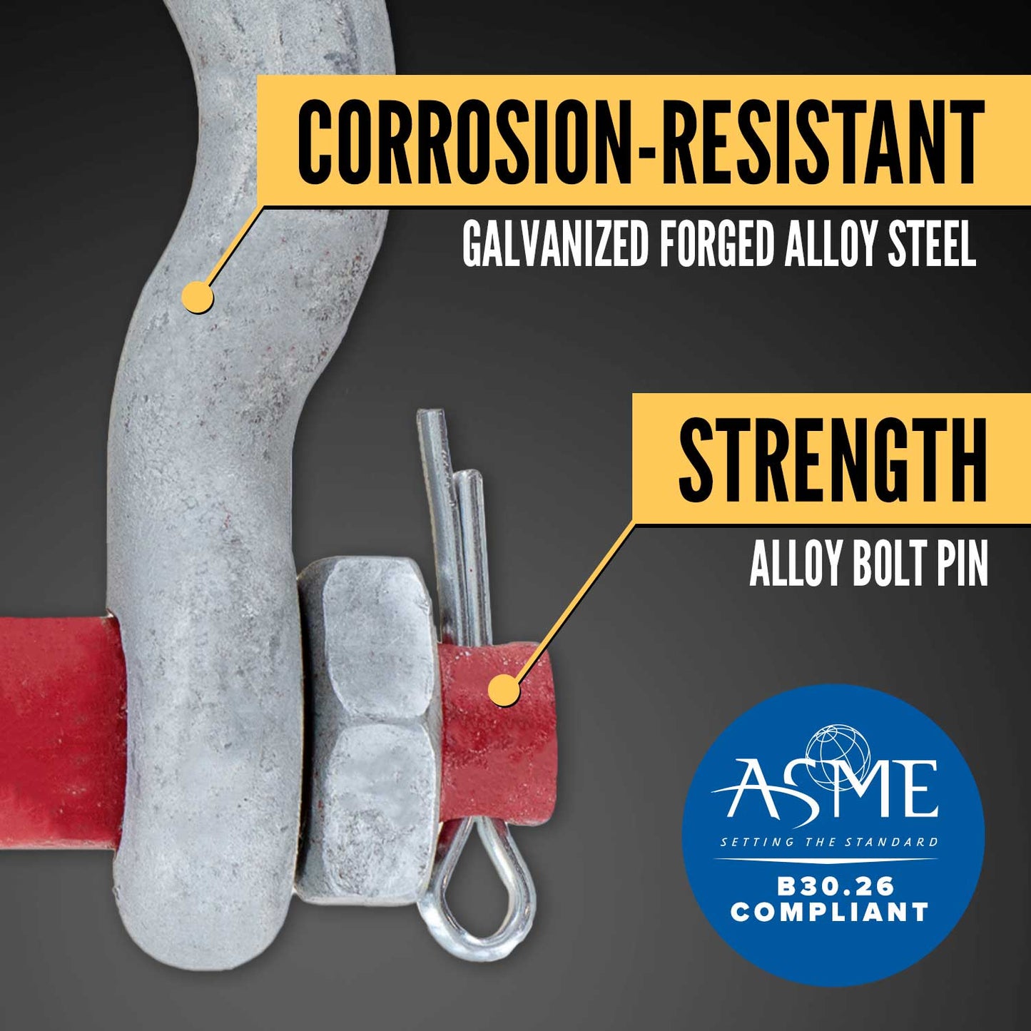 4" Crosby® Alloy Bolt Type Anchor Shackle | G-2140 - 175 Ton shackle construction