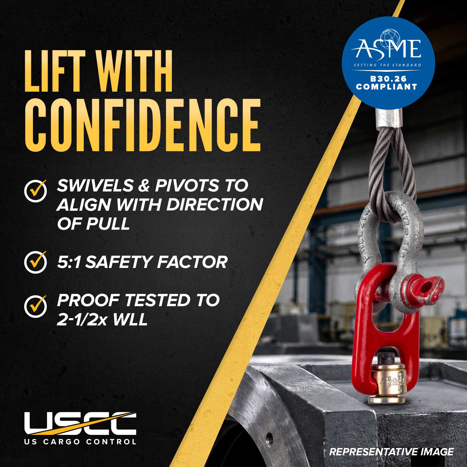 swivel hoist rings align with direction of pull