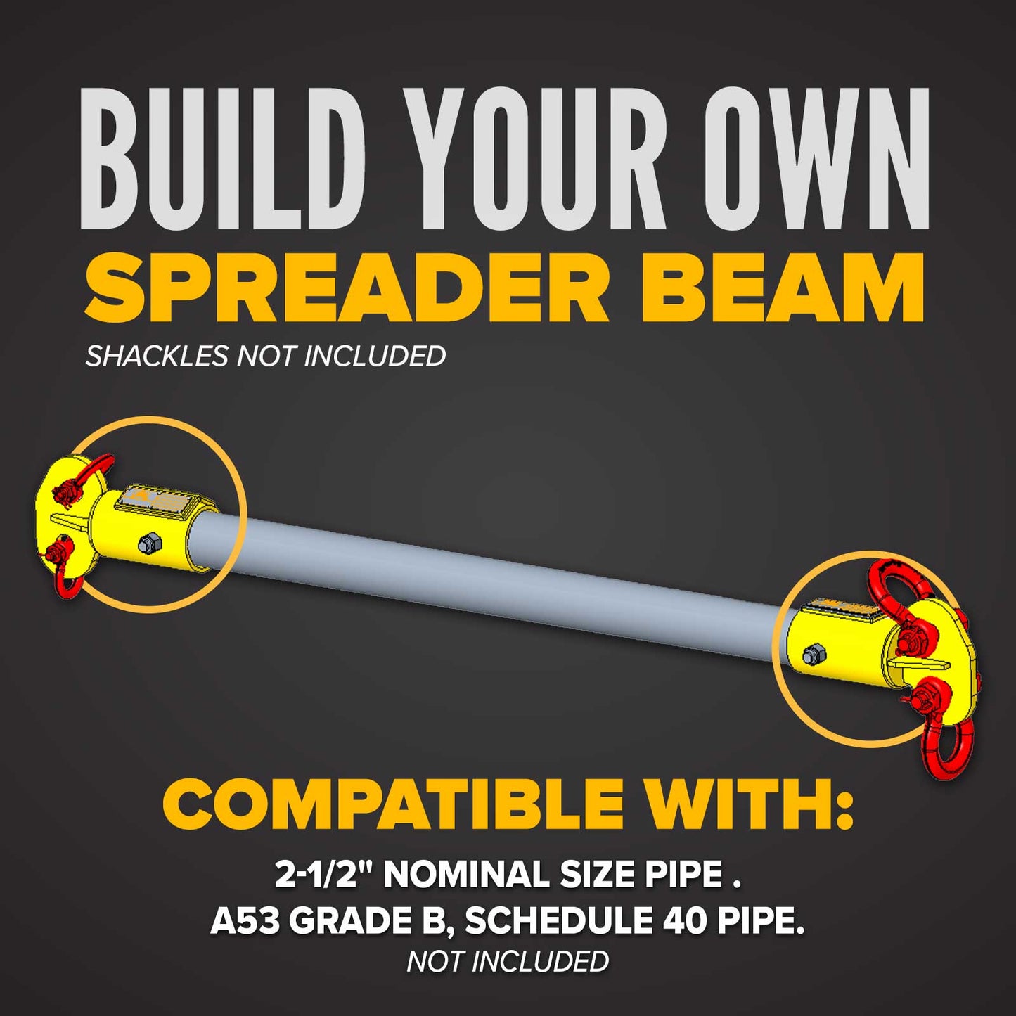 M&W Custom Spreader Beam End Caps - Pair | For 2-1/2" Pipe