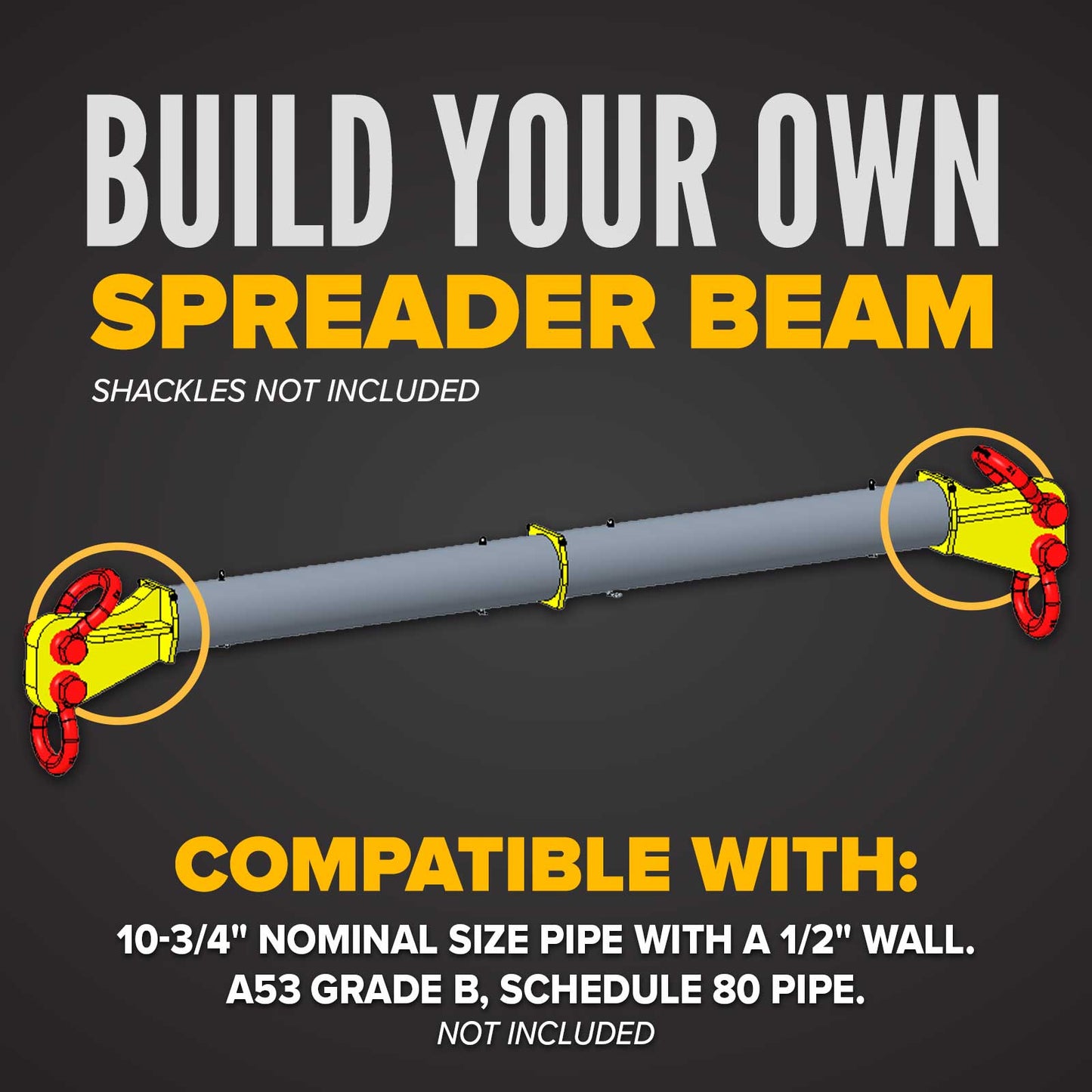M&W Custom Spreader Beam Heavy-Duty End Caps - Pair | For 10-3/4" Pipe