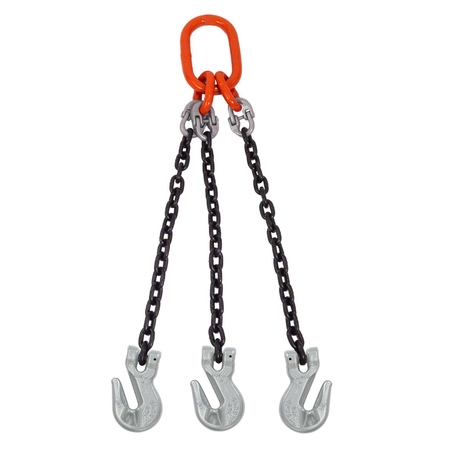 38 inch x 12 foot Domestic 3 Leg Chain Sling w Crosby Grab Hooks Grade 100 2