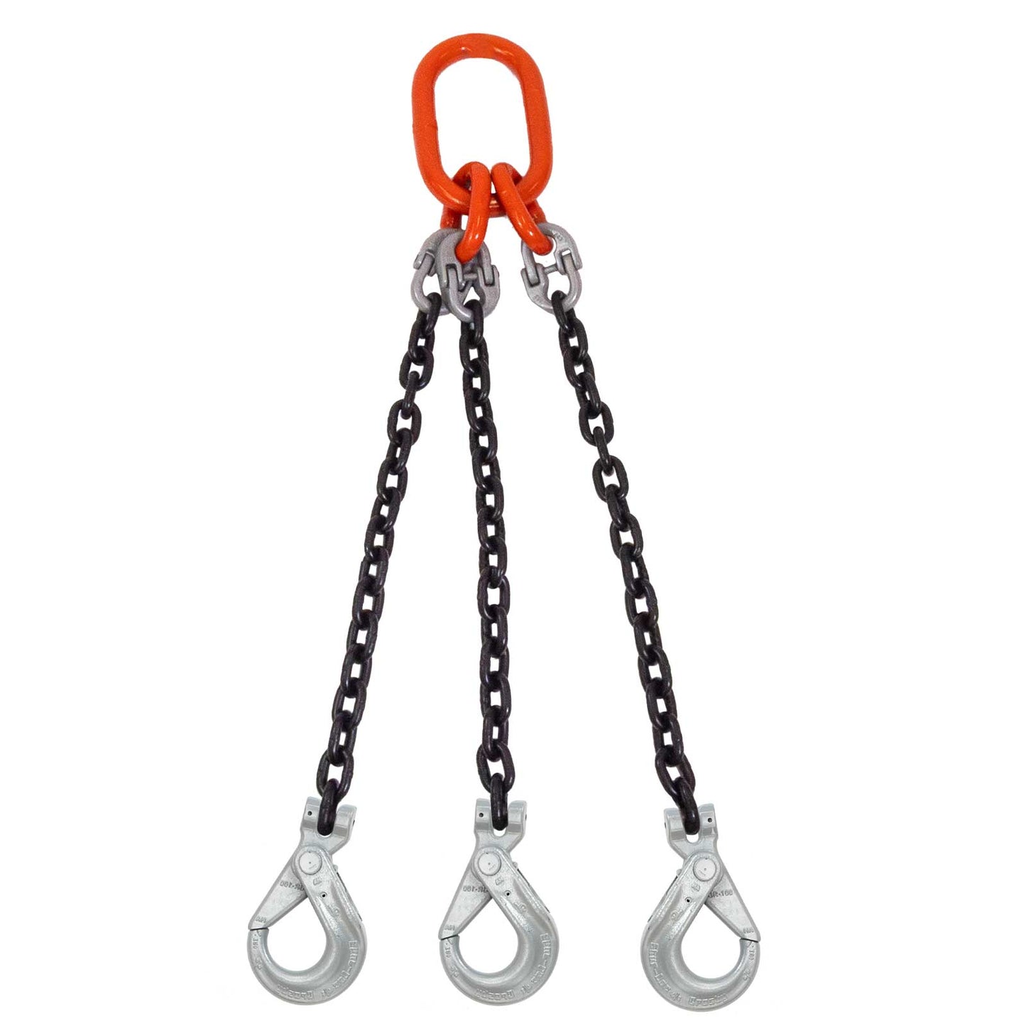 12 inch x 4 foot Domestic 3 Leg Chain Sling w Crosby SelfLocking Hooks Grade 100 image 1 of 1
