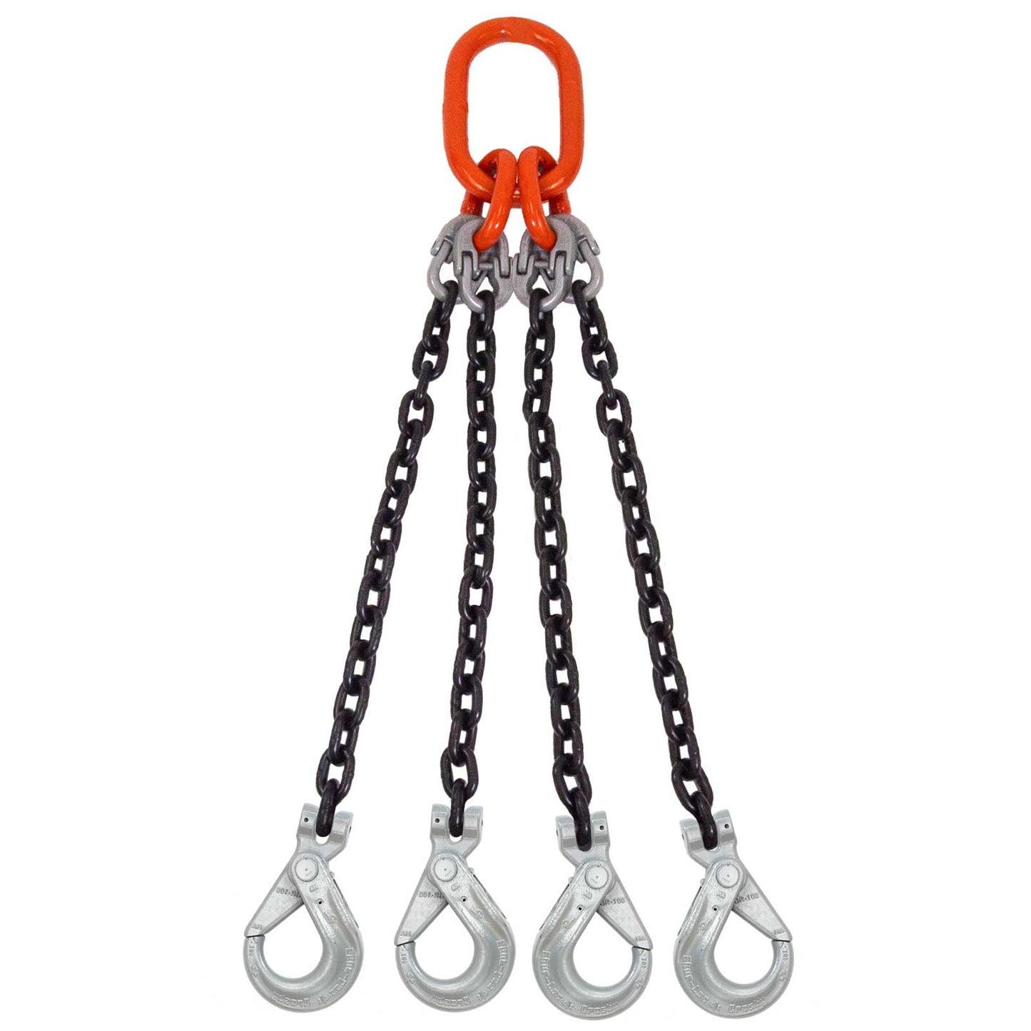9/32" x 14' - Domestic 4 Leg Chain Sling with Crosby Self-Locking Hooks - Grade 100