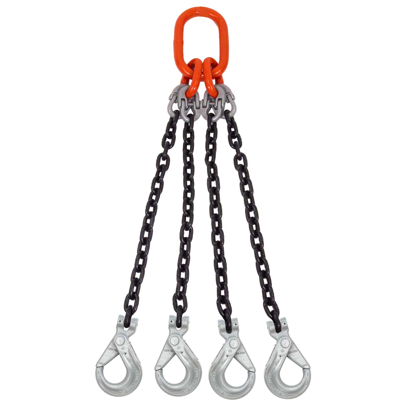 38 inch x 3 foot Domestic 4 Leg Chain Sling w Crosby SelfLocking Hooks Grade 100 2