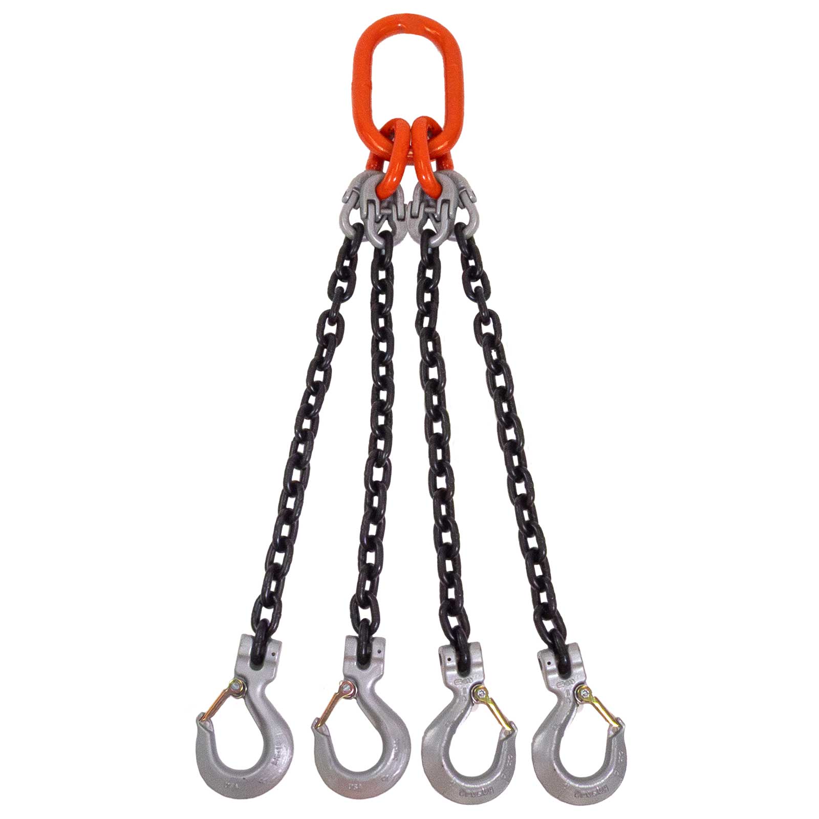38 inch x 18 foot Domestic 4 Leg Chain Sling w Crosby Sling Hooks Grade 100 2