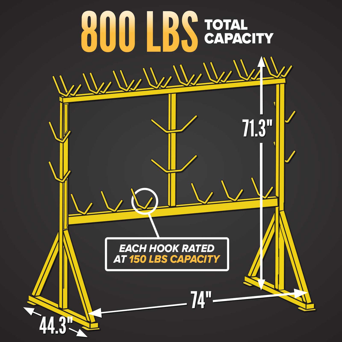 M&W 72" x 74" Double Frame Rigging Rack - 800 lbs. Cap.
