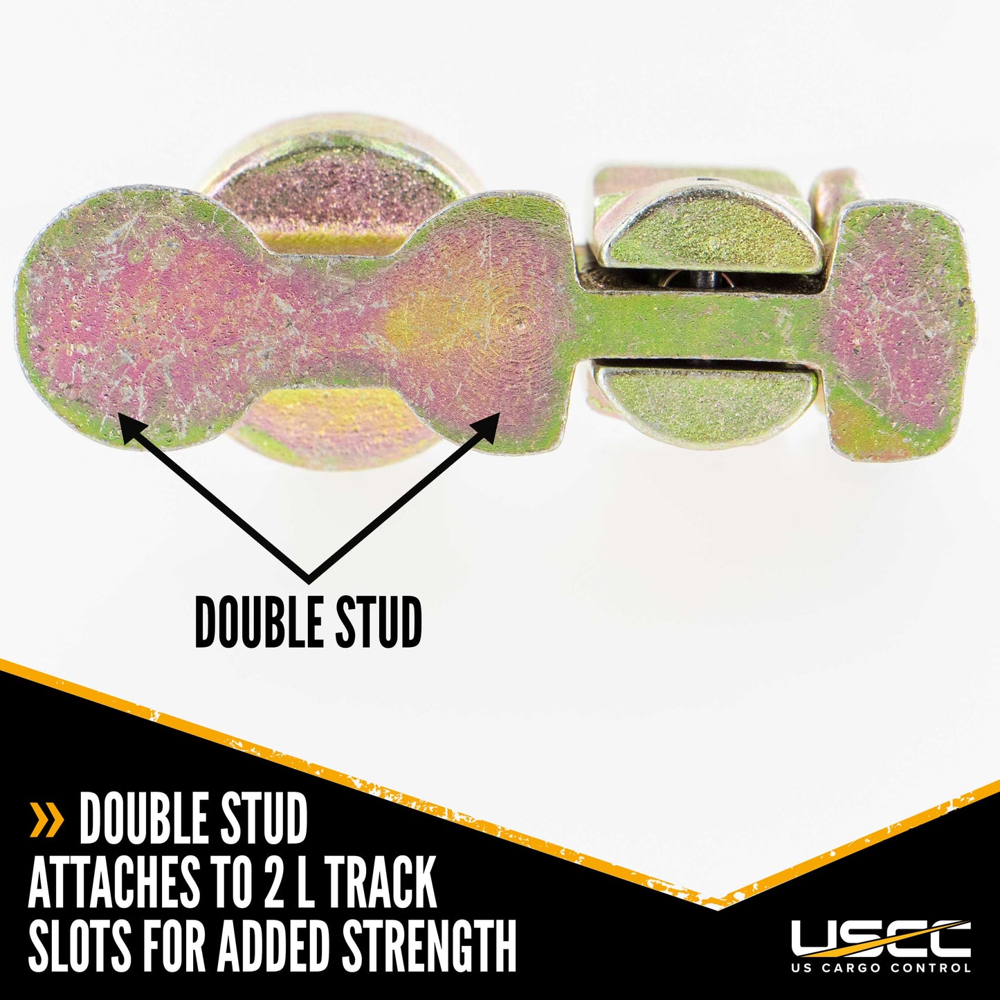 Double Stud L-Track Fitting with Bolt Thread | 4,000 lbs. BS | 2-Pack