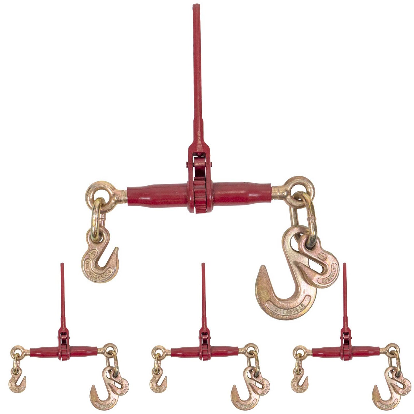 3/8" Grab Hook & 1/2" Sling Hook with 3/8" Grab Hook Durabilt Pro-Bind Ratchet Binder - 4-Pack