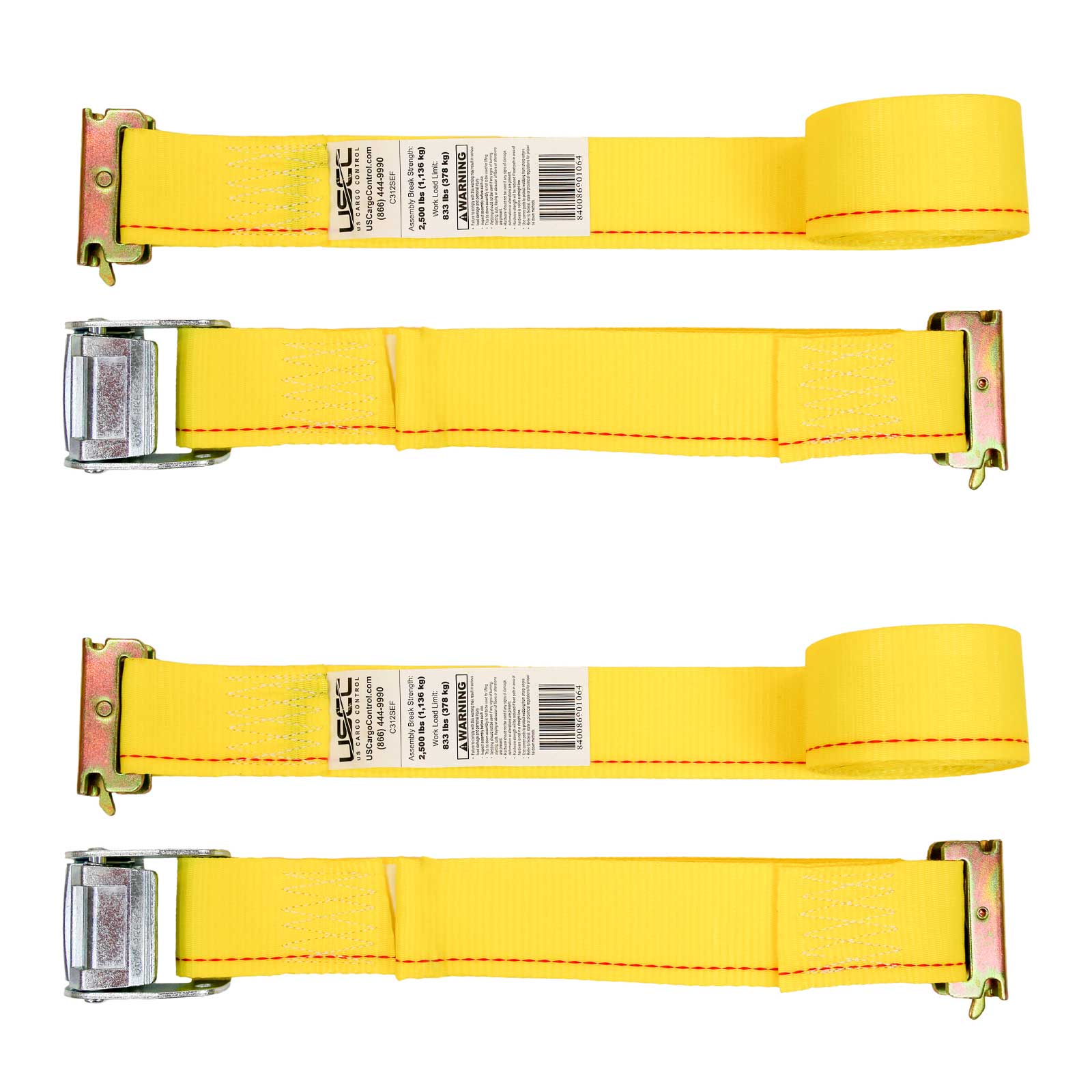  yellow 12' E track cam buckle strap