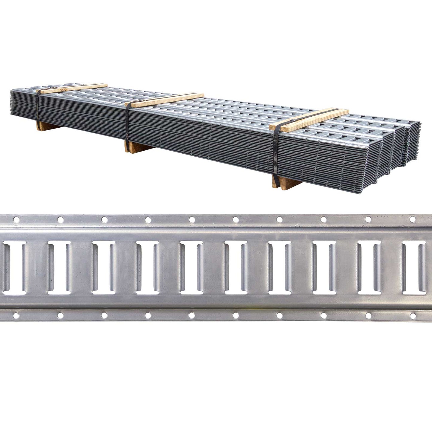 Galvanized 8' Horizontal E Track | 100-Pack (Pallet)