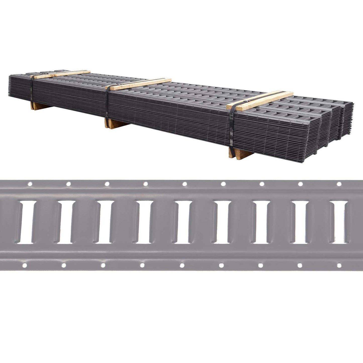 8' Horizontal E-Track Gray Painted | 100-Pack (Pallet)