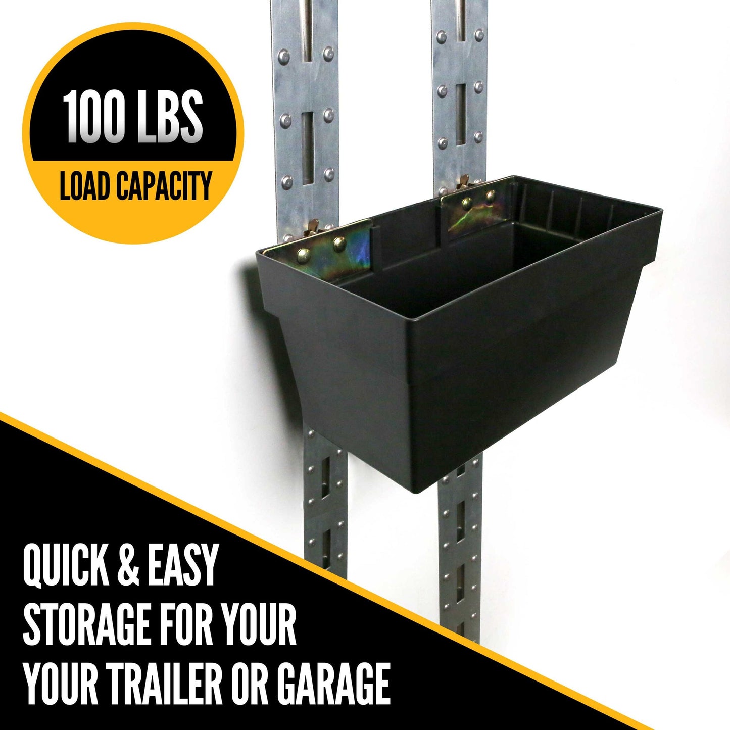 Medium E-Track Storage Bin | Plastic | 13"W x 6-1/2"H x 7-1/4"D | 4-Pack Image 2 of 5