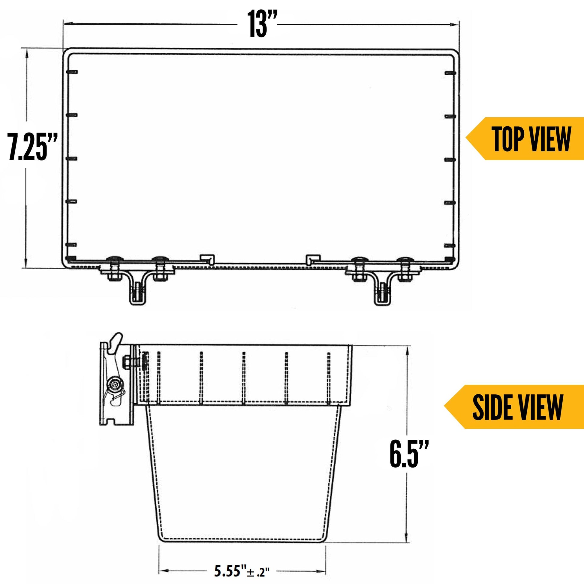 Plastic E-Track Basket for Storage, 6 x 7 x 4