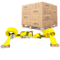 yellow 12' E track ratchet strap with double end e fittings