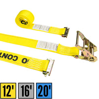 2" x 12' Yellow E-Track Ratchet Strap | Standard 4' Fixed End | 960-Pack (Pallet)