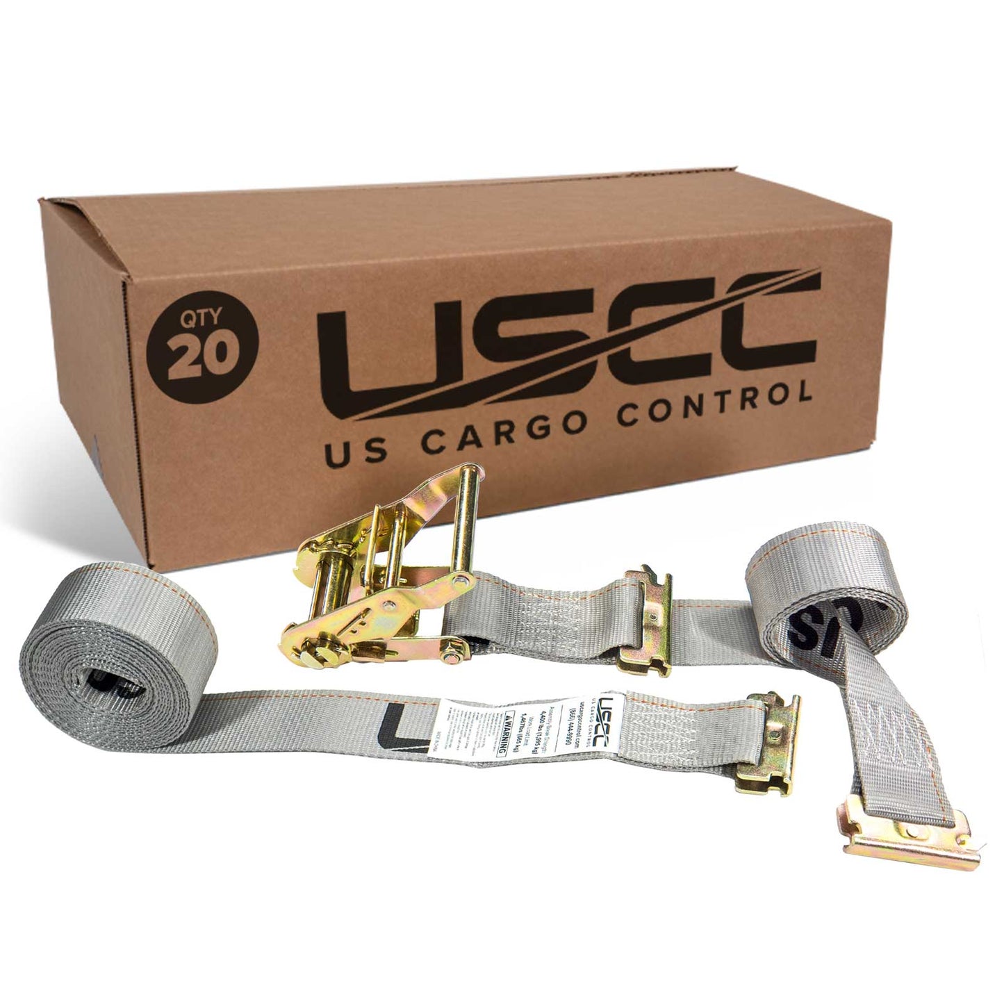  gray 16' E track ratchet strap with double end e fittings