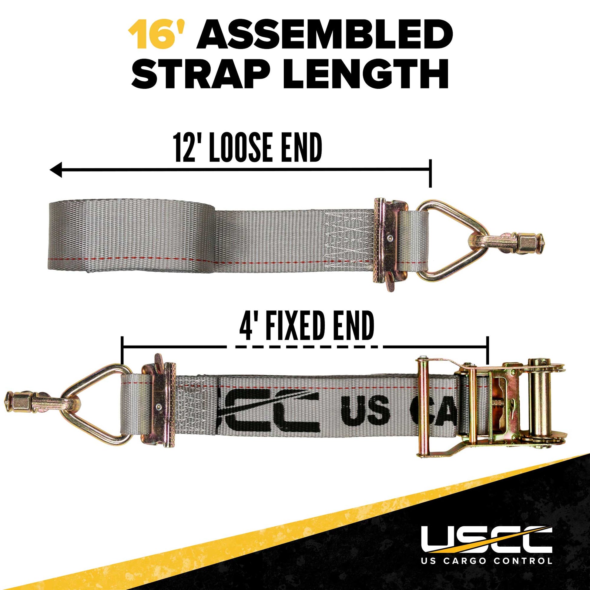  16' e track strap with 4' fixed end and 12' loose end