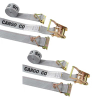  gray 16' E track ratchet strap with wire hooks