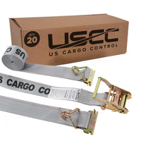  gray 16' E track ratchet strap with wire hooks