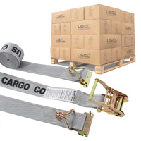  gray 16' E track ratchet strap with wire hooks