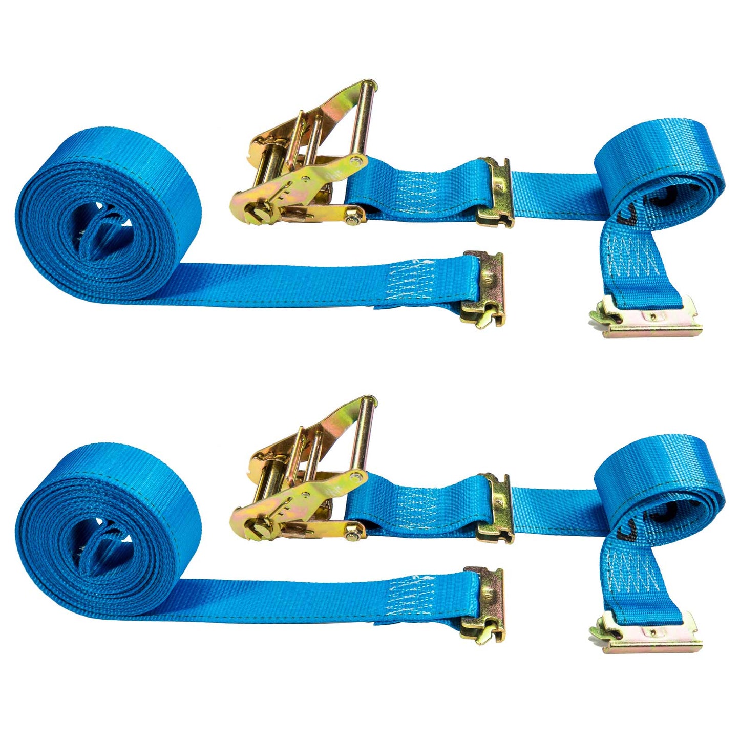  blue 20' E track ratchet strap with double end e fittings